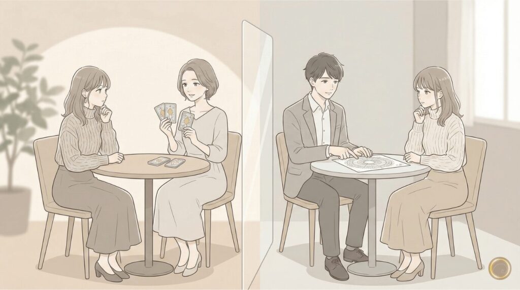 占術や占い師によって結果が異なる状況